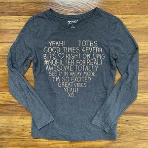 Girls ARIZONA JEAN CO. Long Sleeve Grey Shirt Top Girls Sz 16 XL